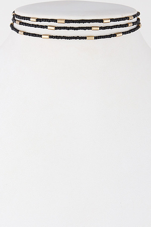 Multi Cord Choker Necklace With Natural Stones 7ABG5